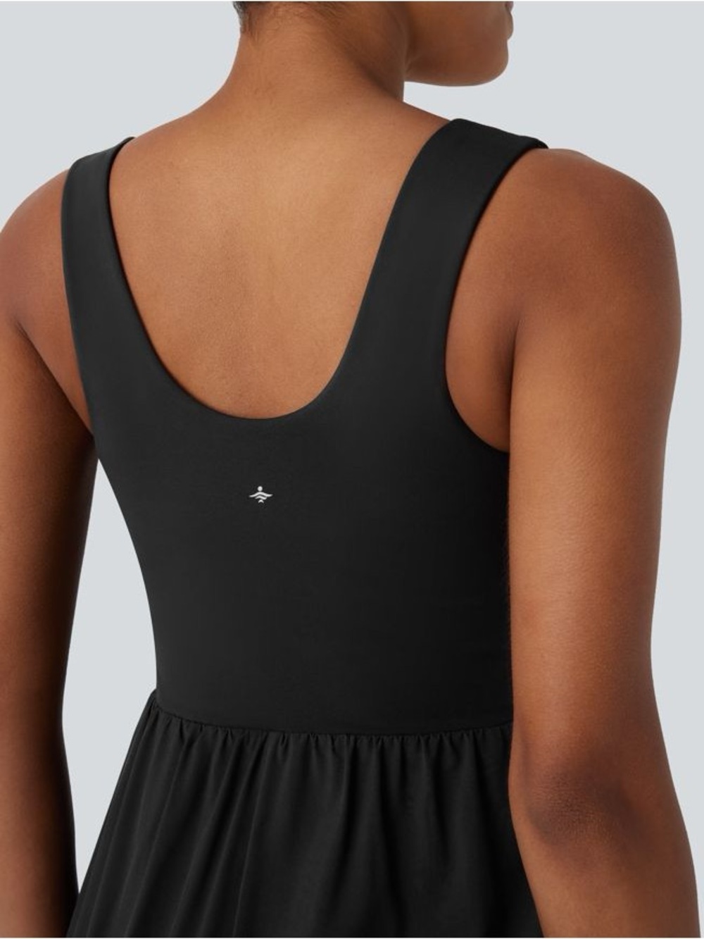 NWT Halara Breezeful Square Neck Active Dress M Black Built In Shorts Pockets - Picture 8 of 15